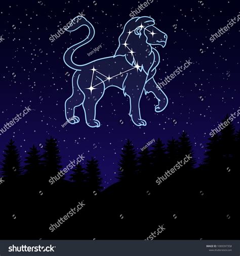 Vector Illustration Night Sky Constellation Leo Stock Vector (Royalty Free) 1089397358 ...