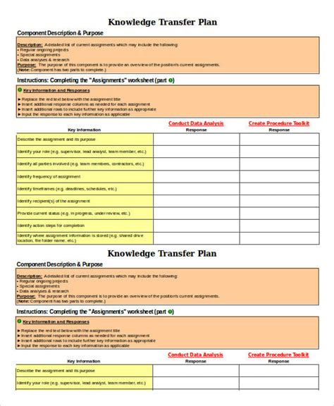 Transition Plan Template For Leaving Job Excel