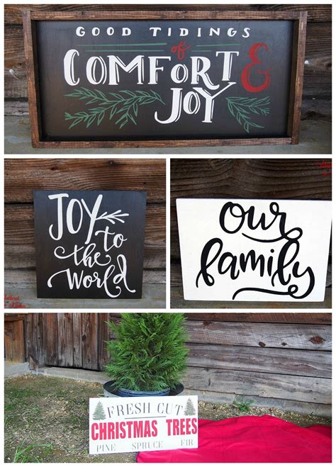 DIY Christmas Themed Winter Wooden Signs - Gathered In The Kitchen