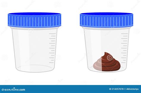 Stool Sample, Empty And Full Plastic Cups. Poop Analysis. Laboratory Examination Concept. Vector ...