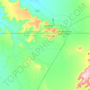 Oljato-Monument Valley topographic map, elevation, relief