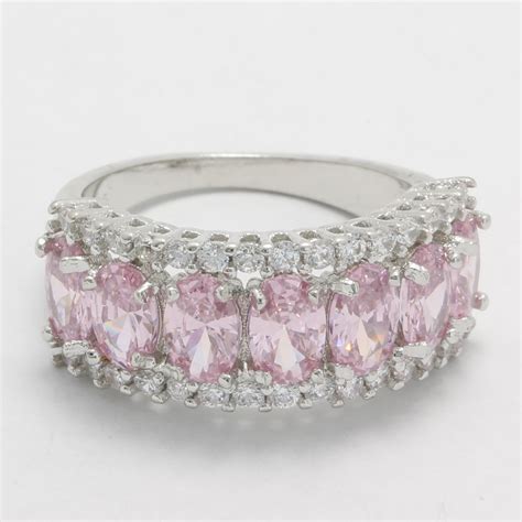 Solid .925 Sterling Silver White & Pink Topaz Ring Size 7 | Property Room