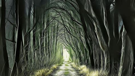 Scary Dark Forest - Art Collection Stock Illustration - Illustration of ...