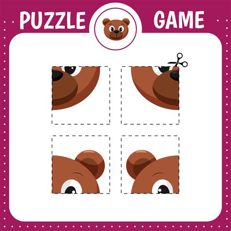 Puzzle game for kids. Bear 7178774 Vector Art at Vecteezy