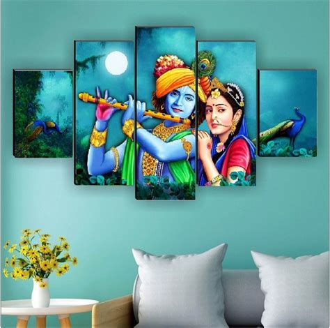 Wooden Multicolor Radha Krishna UV Textured Painting Frame, Size ...