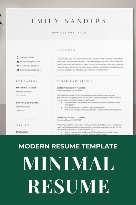 the modern resume template is perfect for any job