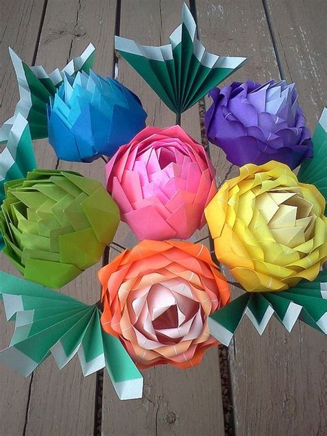 Origami Rainbow Blooms | Rainbow origami, Paper crafts origami, Origami flowers