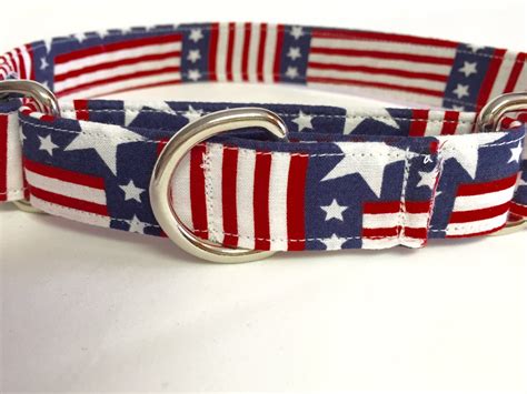 American Flag Dog Collar Martingale Dog collar Red White