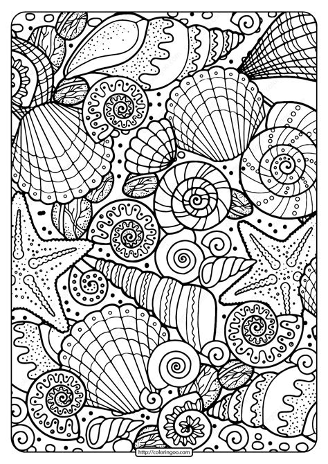 Free Printable Seashells Pdf Coloring Page