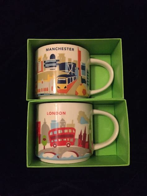 Starbucks London Manchester YAH Mug Set England Coffee Cup You Are Here ...