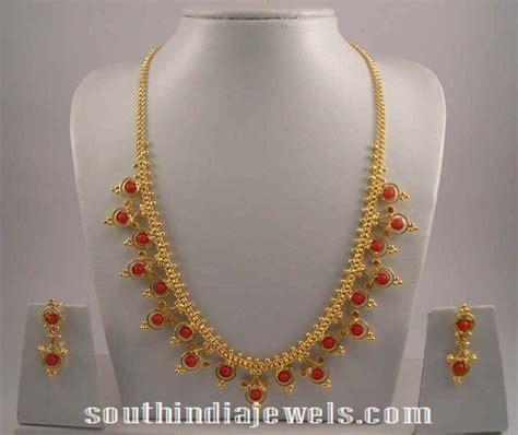 Gold Coral Necklace Design ~ South India Jewels