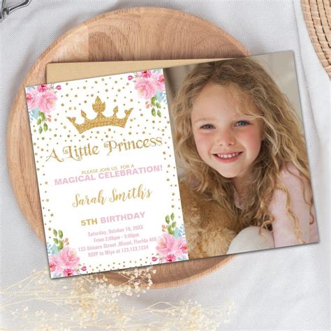 Princess Invitation, Princess Birthday Invitation 5th Birthday, Birthday Parties, Wedding ...