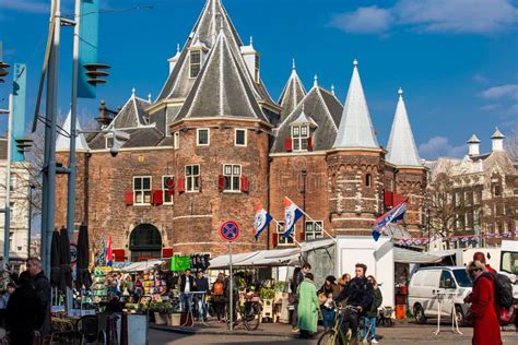 The Nieuwmarkt Square daily General Goods Market in the Old Centre of Amsterdam Editorial ...