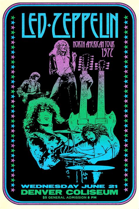 Led Zeppelin 1977 Denver Concert Rock Poster | Etsy in 2021 | Led ...