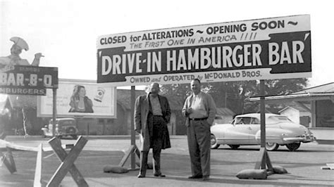 Maurice and Richard McDonald, the founders of McDonald’s, standing in ...