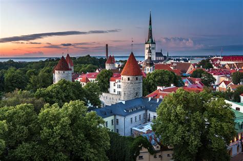 Aerial View of Tallinn Old Town from Toompea Hill in the Evening by ...