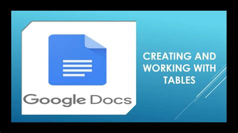 6. Inserting and Formatting a Table in Google Docs - YouTube