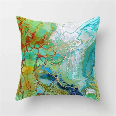 Abstract Coastal Throw Pillow Covers, Beach Home Decor, Teal Blue Green | Coastal throw pillows ...