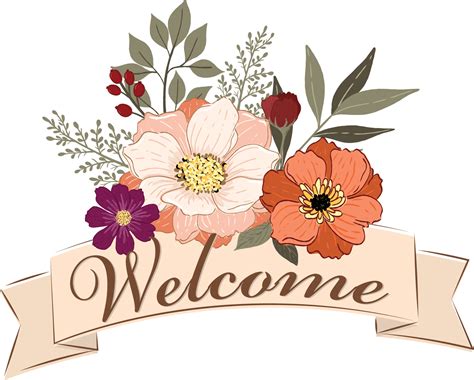 vector welcome sing with hand drawn flower and leave 20042908 Vector ...