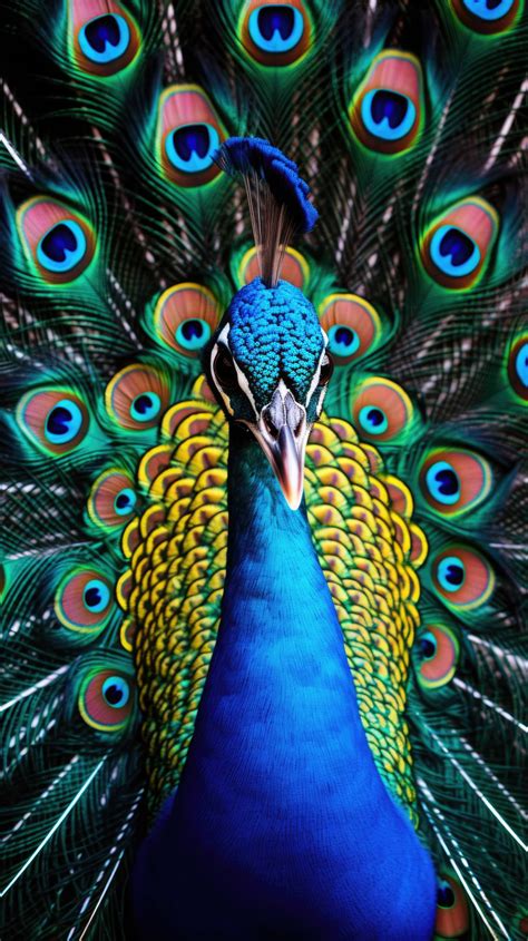 A peacock is displaying its vibrant tail feathers