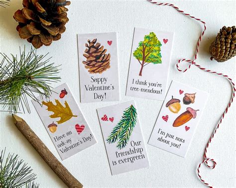 Tree Puns Valentine Cards for Kids Printable Woodland Valentines DIY ...