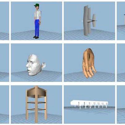 Examples of the 3D models used in the experiment, taken from the... | Download Scientific Diagram