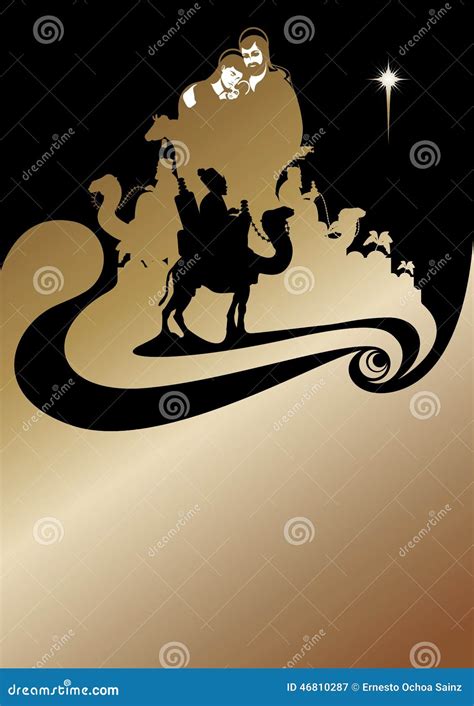 Nativity Scene and the Three Wise Men Stock Vector - Illustration of child, desert: 46810287