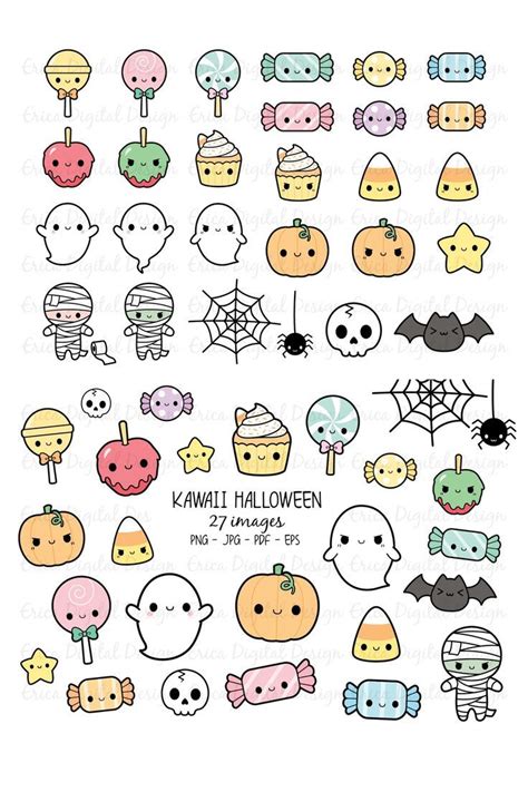 Kawaii Halloween clipart set - 27 cute Halloween images (520401 ...