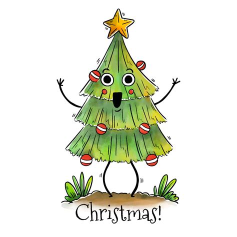 Cute Smiling Christmas Tree Vector 169687 Vector Art at Vecteezy