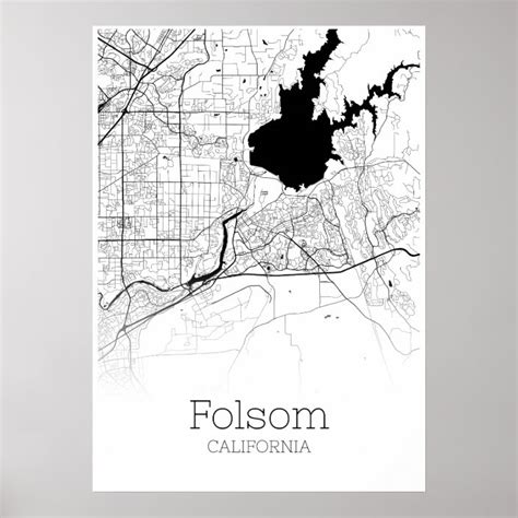 Folsom Map - California - City Map Poster | Zazzle.co.uk