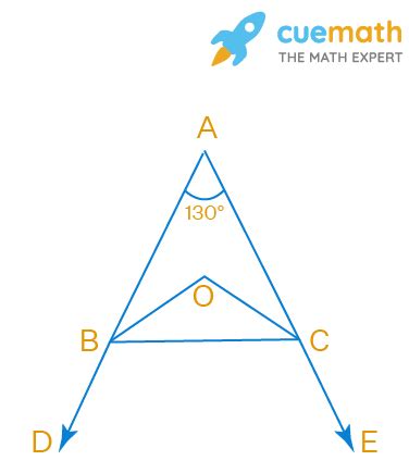 If one of the angles of a triangle is 130°, then the angle between the ...