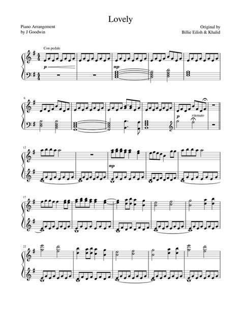 Lovely - Billie Eilish ft. Khalid Sheet music for Piano (Solo ...