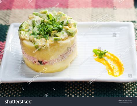 Authentic Peruvian "Causa". Delicious Dish From Peru Made With Mashed ...