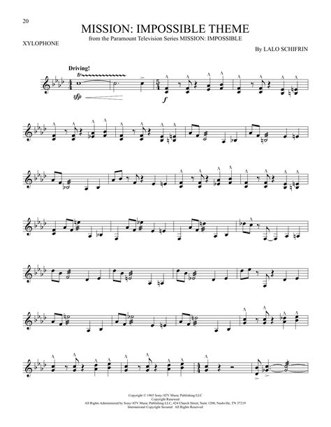 Mission: Impossible Theme by Lalo Schifrin Sheet Music for Xylophone ...