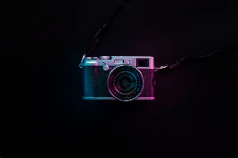 Vintage Camera Wallpaper 4K, Fujifilm, Black background