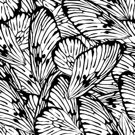 Premium Vector | Butterfly wings seamless pattern black and white ...