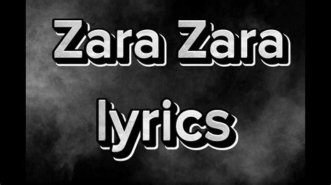 Zara Zara Bahekta Hai lyrics - YouTube