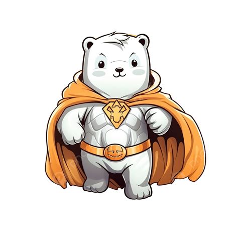 Cute Halloween Polar Bear Pumpkin Superhero Illustration, Teddy, Halloween Cartoon, Teddy Bear ...