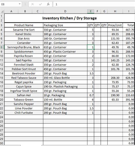 Counting Inventory With Barcode Scanner Excel Template