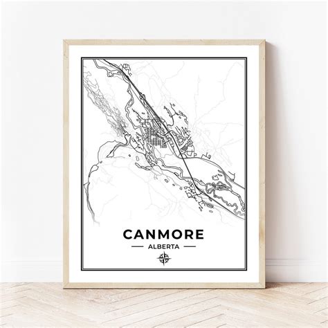 Canmore Map Print Map of Canmore Alberta Black & White - Etsy