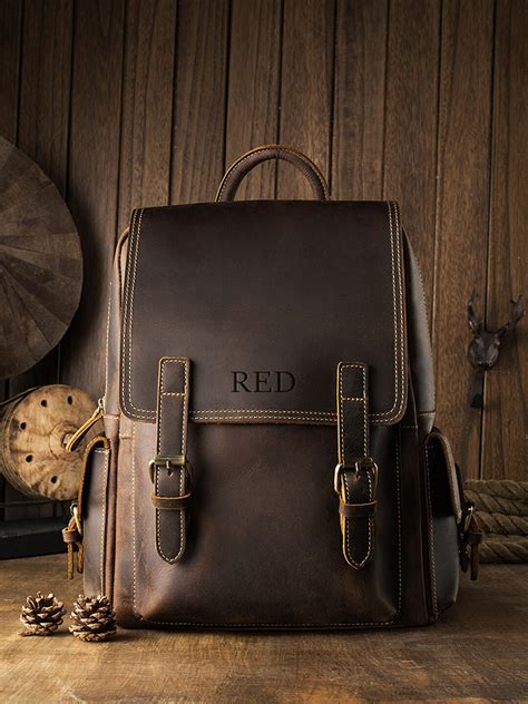 Brown Leather Backpack,personalized Men Leather Backpack,rucksack ...