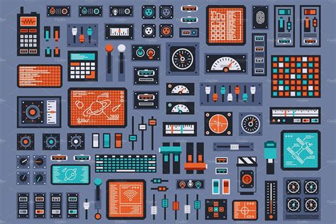 an assortment of electronic devices on a blue background - computers technology / hardware ...