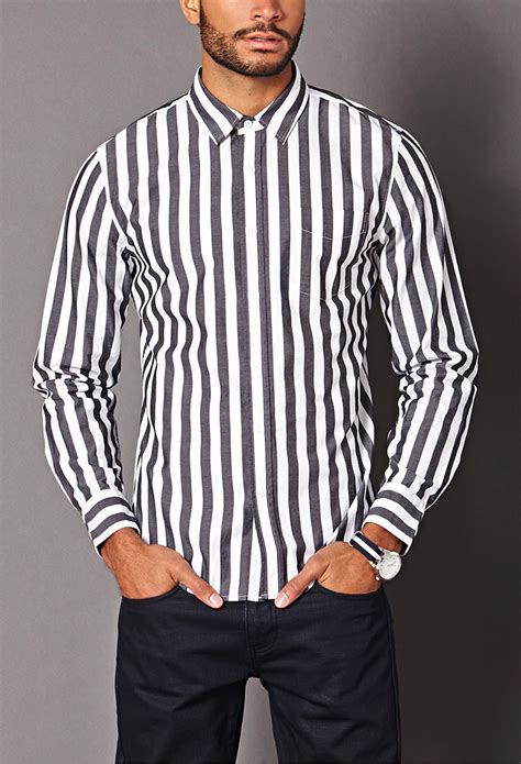 Black And White Striped Shirt Men's Long Sleeve ~ Stars And Stripes | Bodewasude