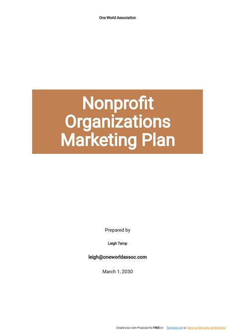 Nonprofit Marketing Plan Template