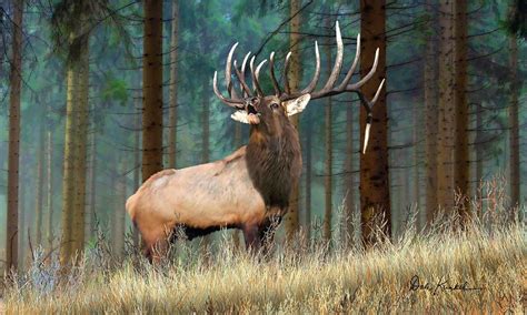 Elk Painting - Rocky Mountain Elk - Call Of The Wild by Dale Kunkel Deer Art | Wildlife art, Art ...