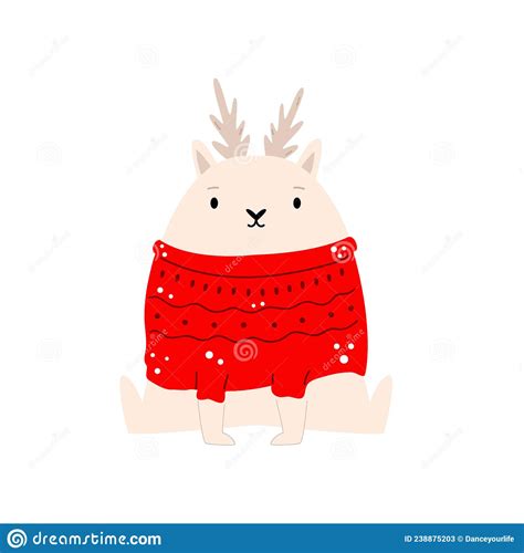 Vector Illustration of a Funny Christmas Cat, Kitten in a Knitted ...