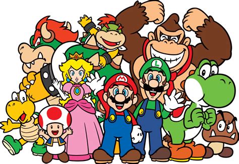 File:Mario Main Group Picture Unshaded.png - Super Mario Wiki, the ...