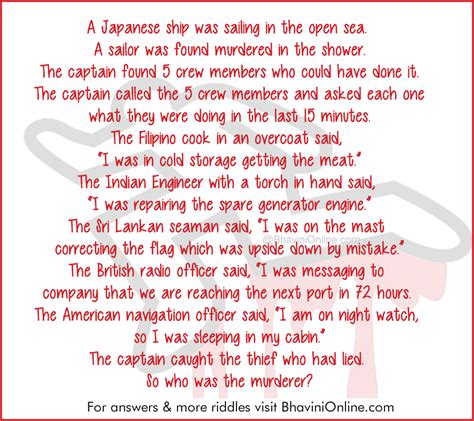 Jokes, Riddle and Fun Stuff — Murder Mystery: Who Killed the Sailor on the...