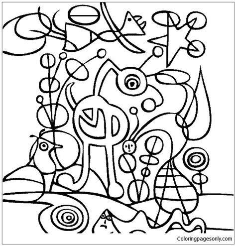 Joan Miro The Garden In Famous Paintings Coloring Page - Free Printable ...