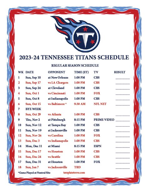 Titans 2024 2025 Schedule Printable - Tedda Linette